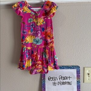 Posh Peanut Vibrant Floral Bodysuit - Pink and Yellow